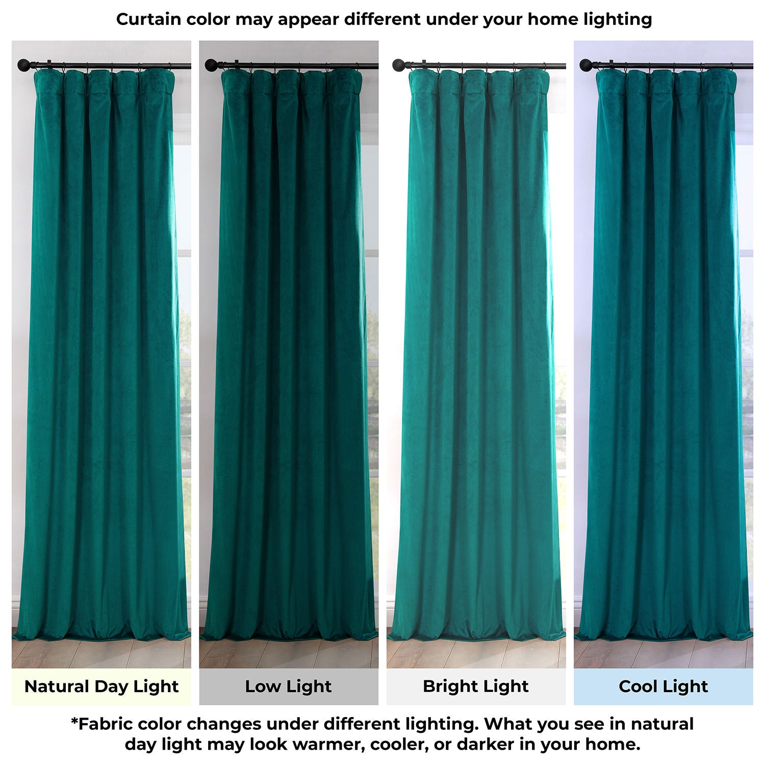 Deep Sea Teal Heritage Plush Velvet Room Darkening Curtain