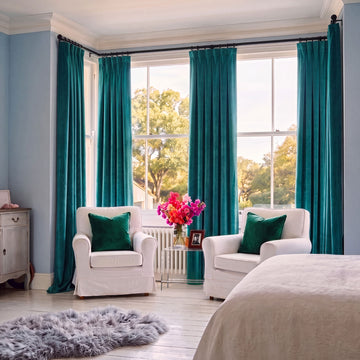 Deep Sea Teal Heritage Plush Velvet Room Darkening Curtain