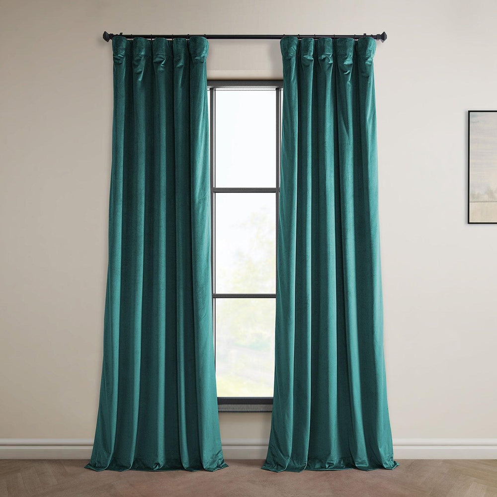 Deep Sea Teal Heritage Plush Velvet Curtain - HalfPriceDrapes.com