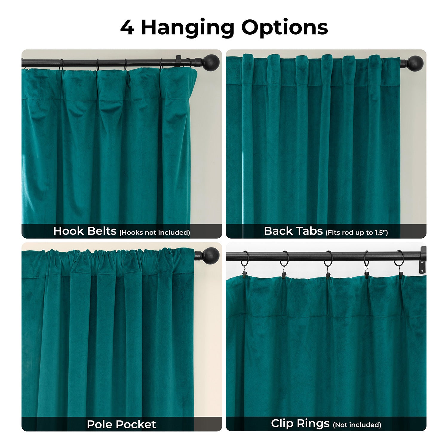 Deep Sea Teal Heritage Plush Velvet Room Darkening Curtain