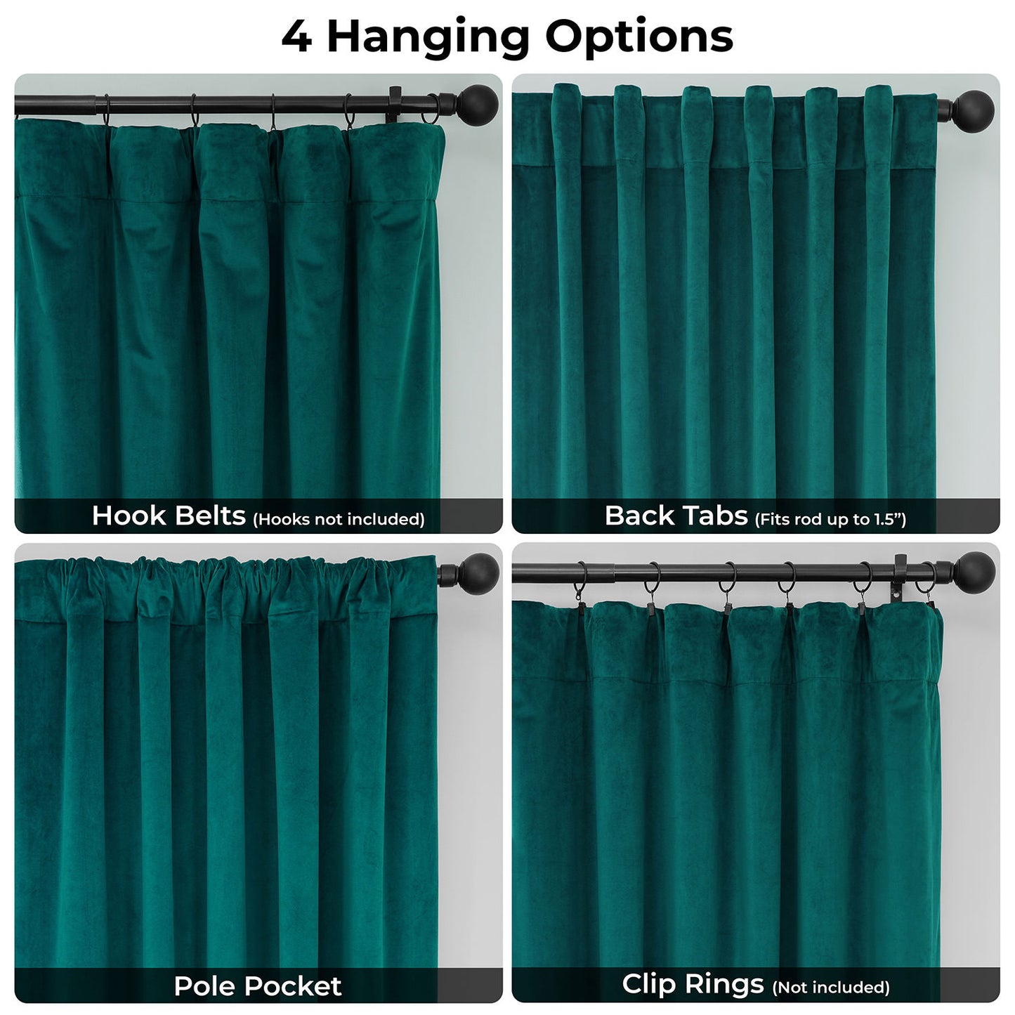 Deep Sea Teal Heritage Plush Velvet Room Darkening Curtain