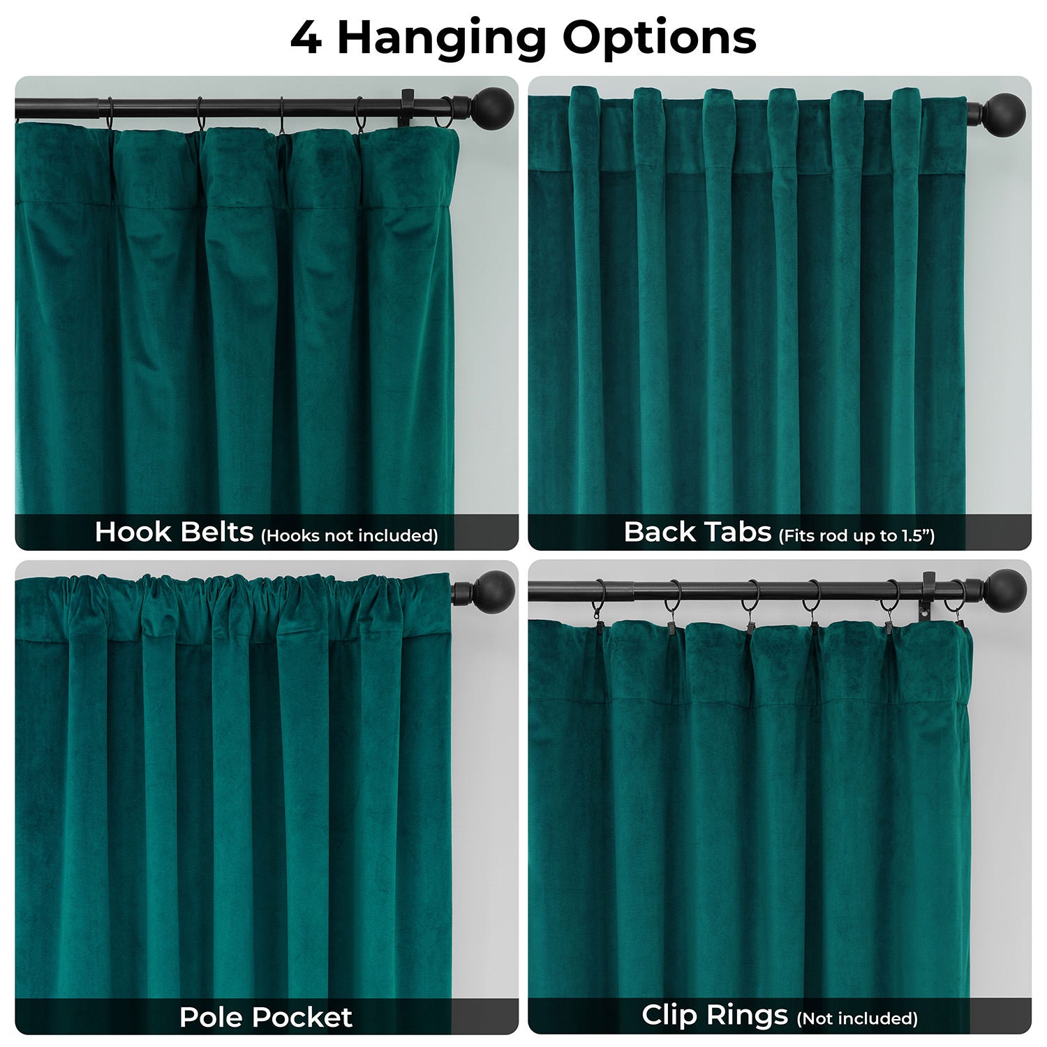 Deep Sea Teal Heritage Plush Velvet Room Darkening Curtain
