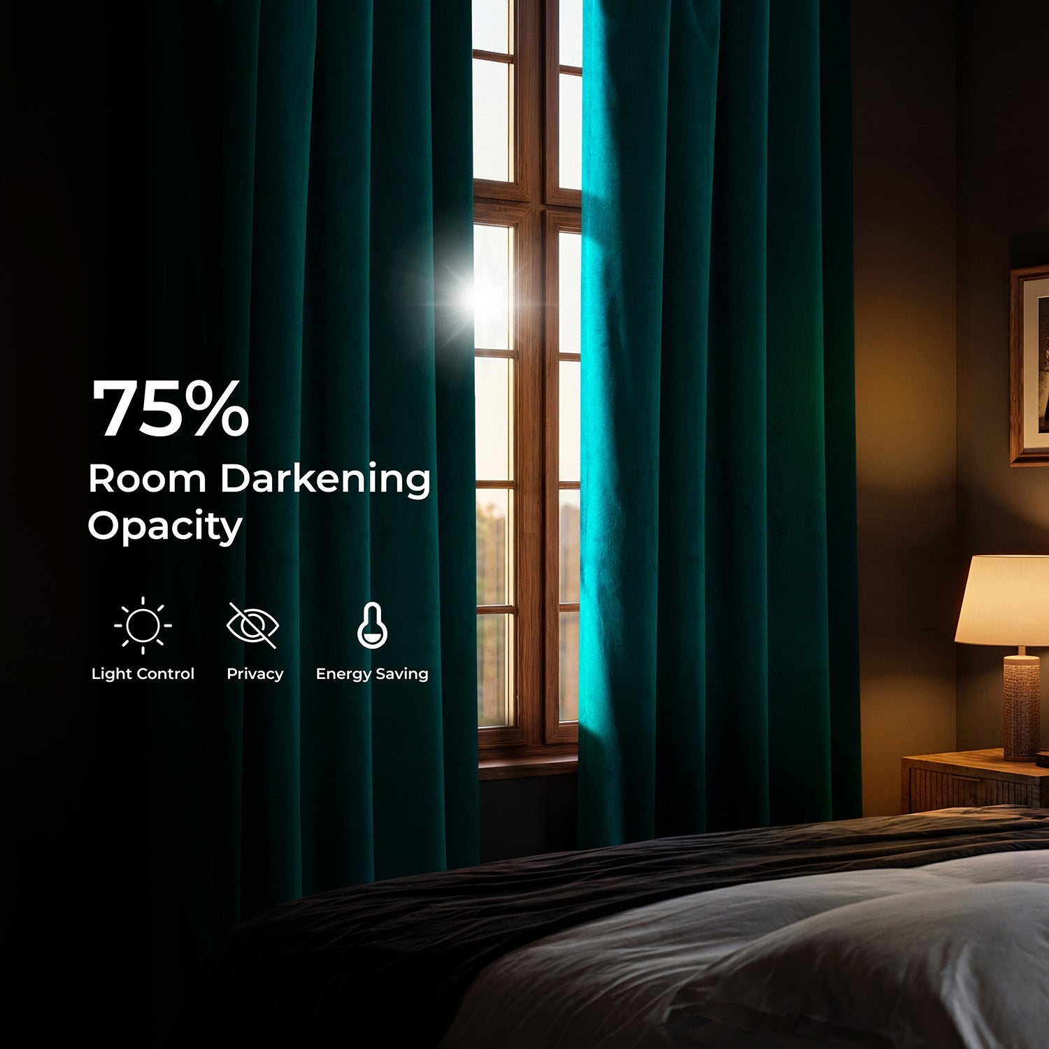 Deep Sea Teal Heritage Plush Velvet Room Darkening Curtain