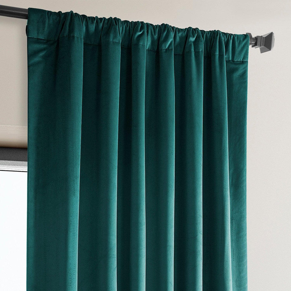 Deep Sea Teal Heritage Plush Velvet Curtain - HalfPriceDrapes.com