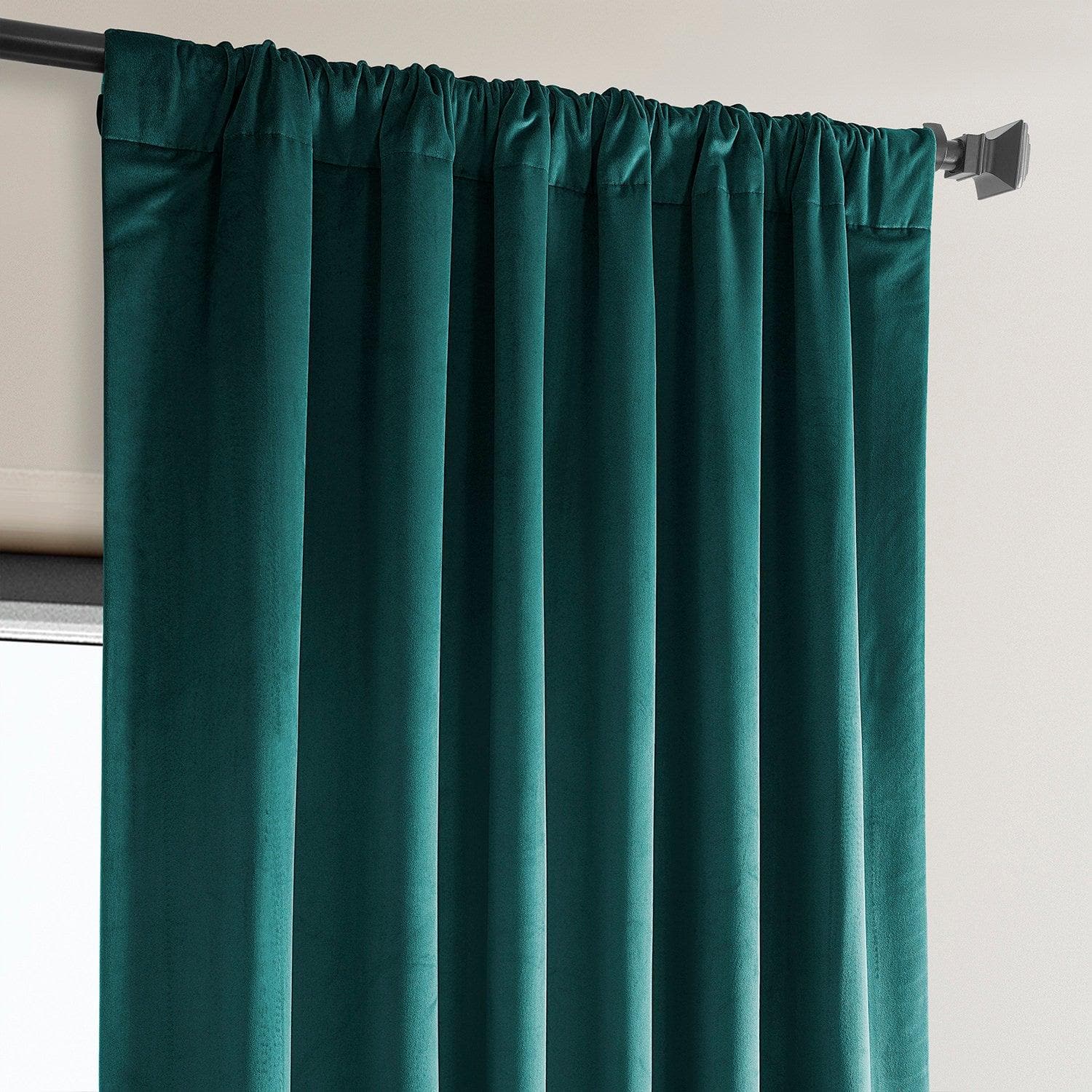 Deep Sea Teal Heritage Plush Velvet Curtain - HalfPriceDrapes.com