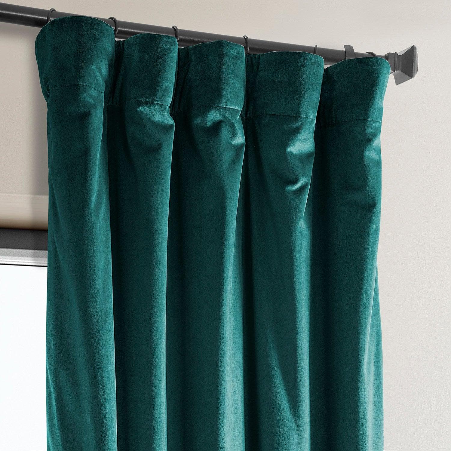 Deep Sea Teal Heritage Plush Velvet Curtain - HalfPriceDrapes.com