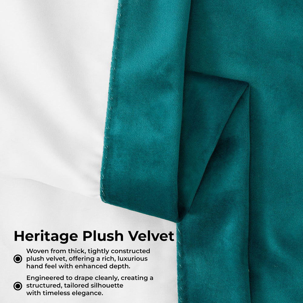 Deep Sea Teal Heritage Plush Velvet Room Darkening Curtain