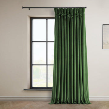 Eden Green Extra Wide Heritage Plush Velvet Room Darkening Curtain