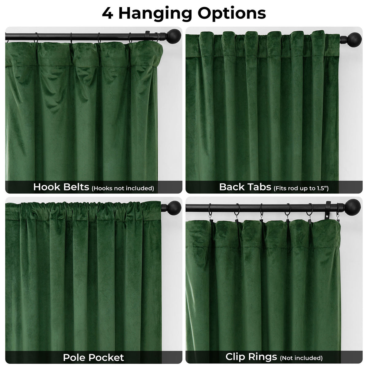 Eden Green Extra Wide Heritage Plush Velvet Room Darkening Curtain