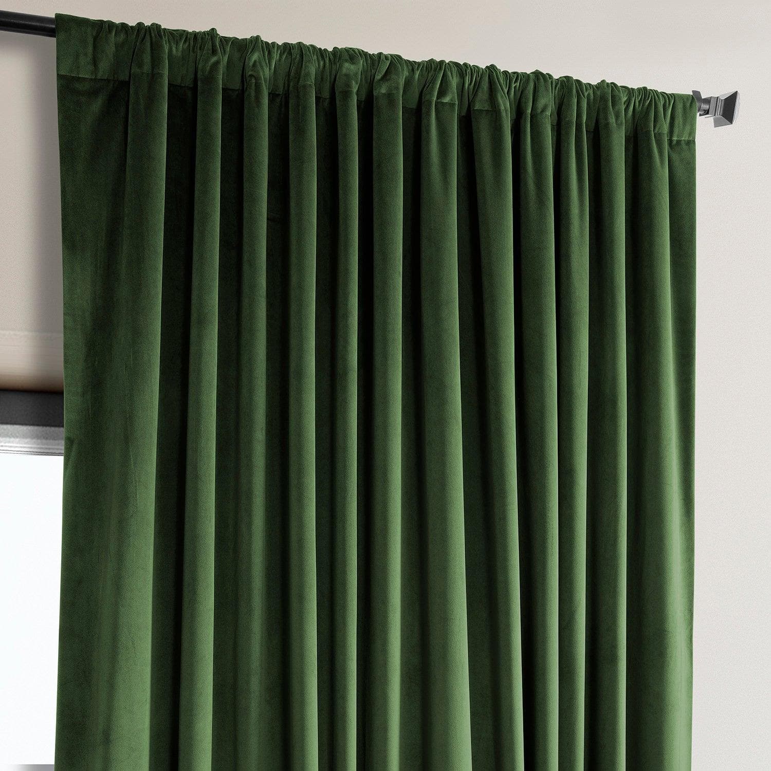 Eden Green Extra Wide Heritage Plush Velvet Room Darkening Curtain
