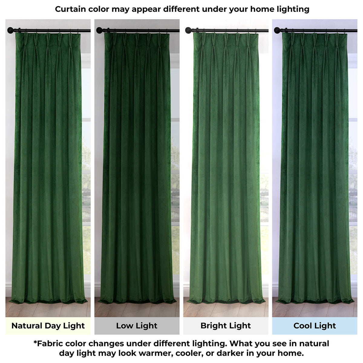 Eden Green Pinch Pleat Heritage Plush Velvet Room Darkening Curtain
