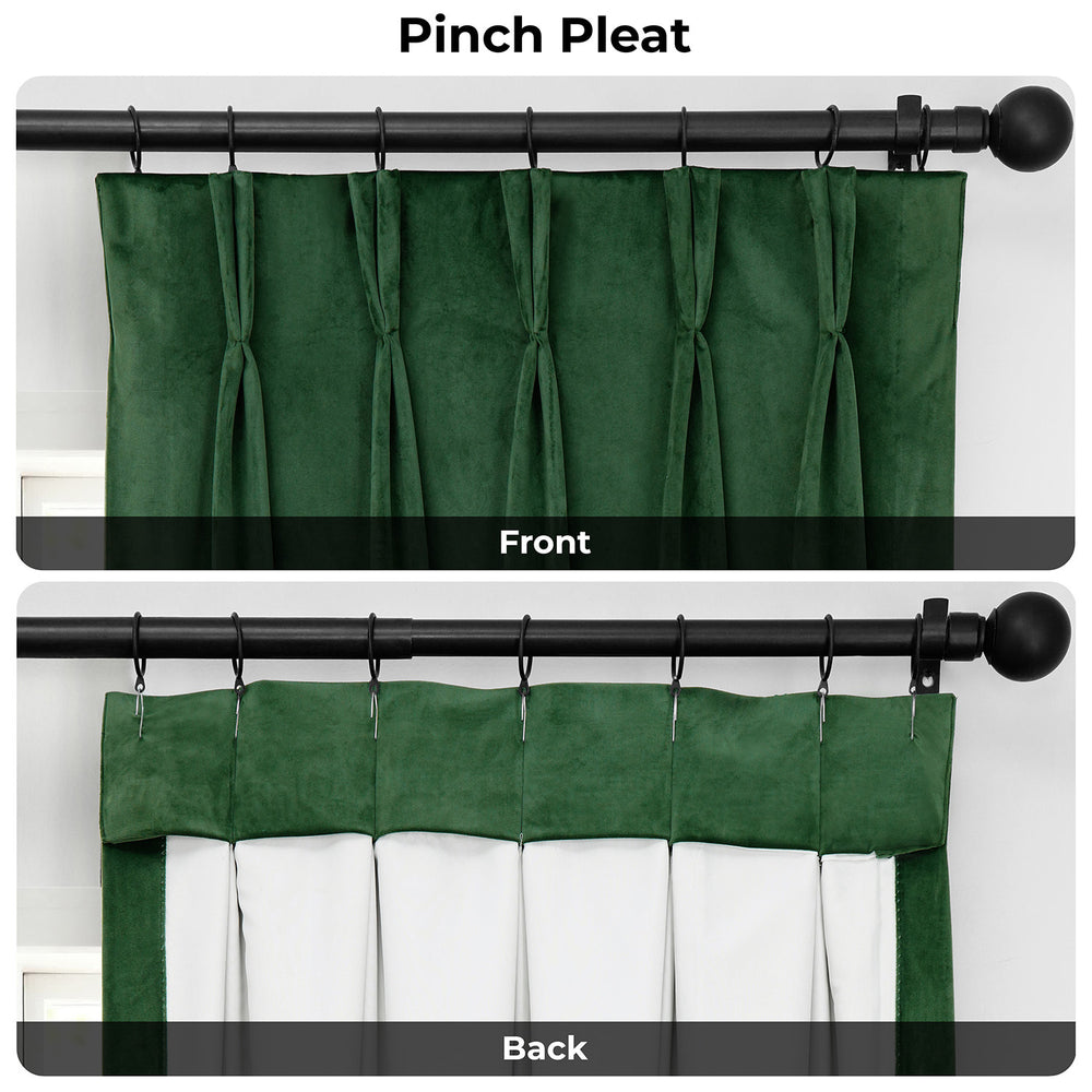 Eden Green Pinch Pleat Heritage Plush Velvet Room Darkening Curtain