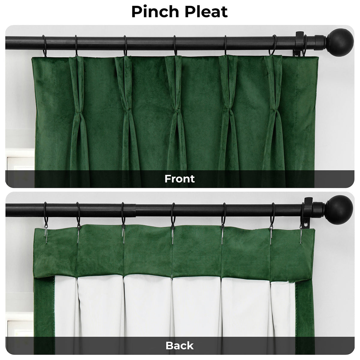 Eden Green Pinch Pleat Heritage Plush Velvet Room Darkening Curtain