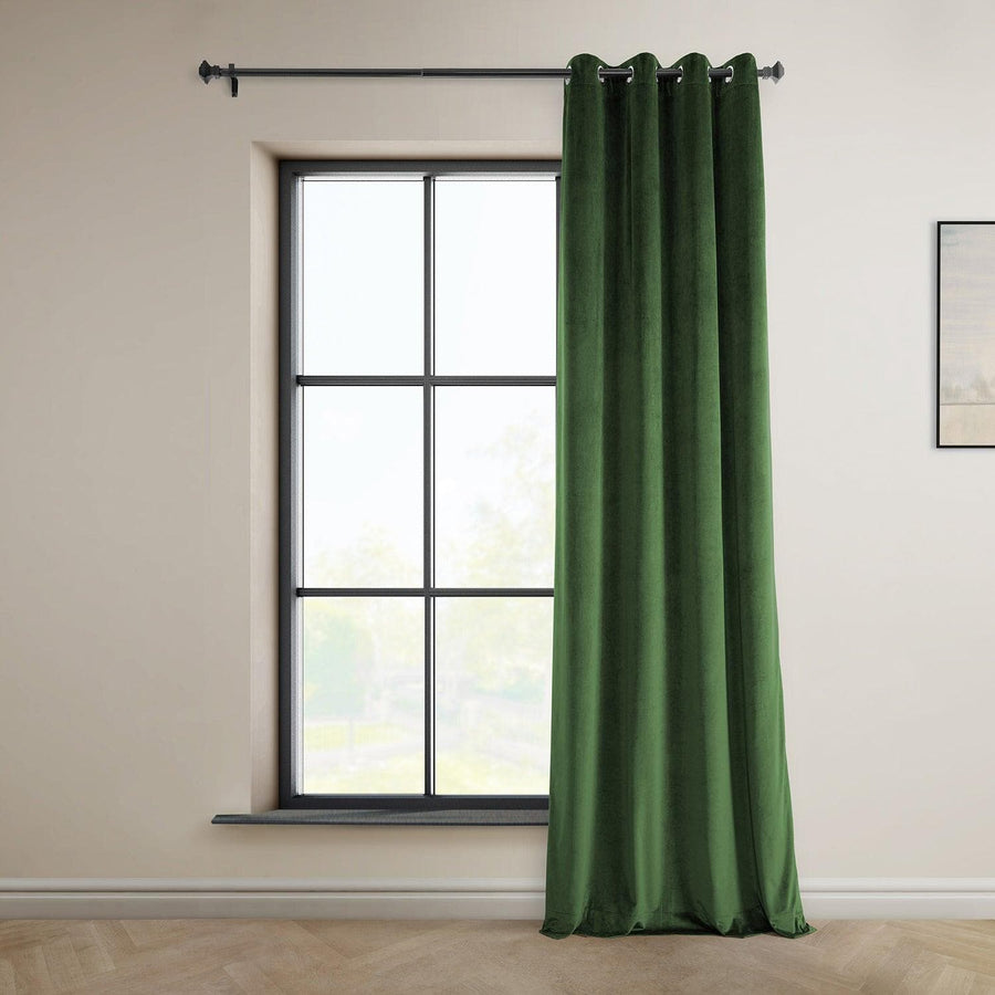 Eden Green Grommet Heritage Plush Velvet Curtain - HalfPriceDrapes.com