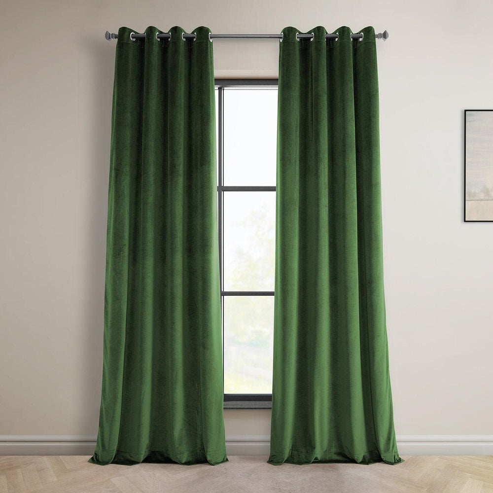 Eden Green Grommet Heritage Plush Velvet Curtain - HalfPriceDrapes.com