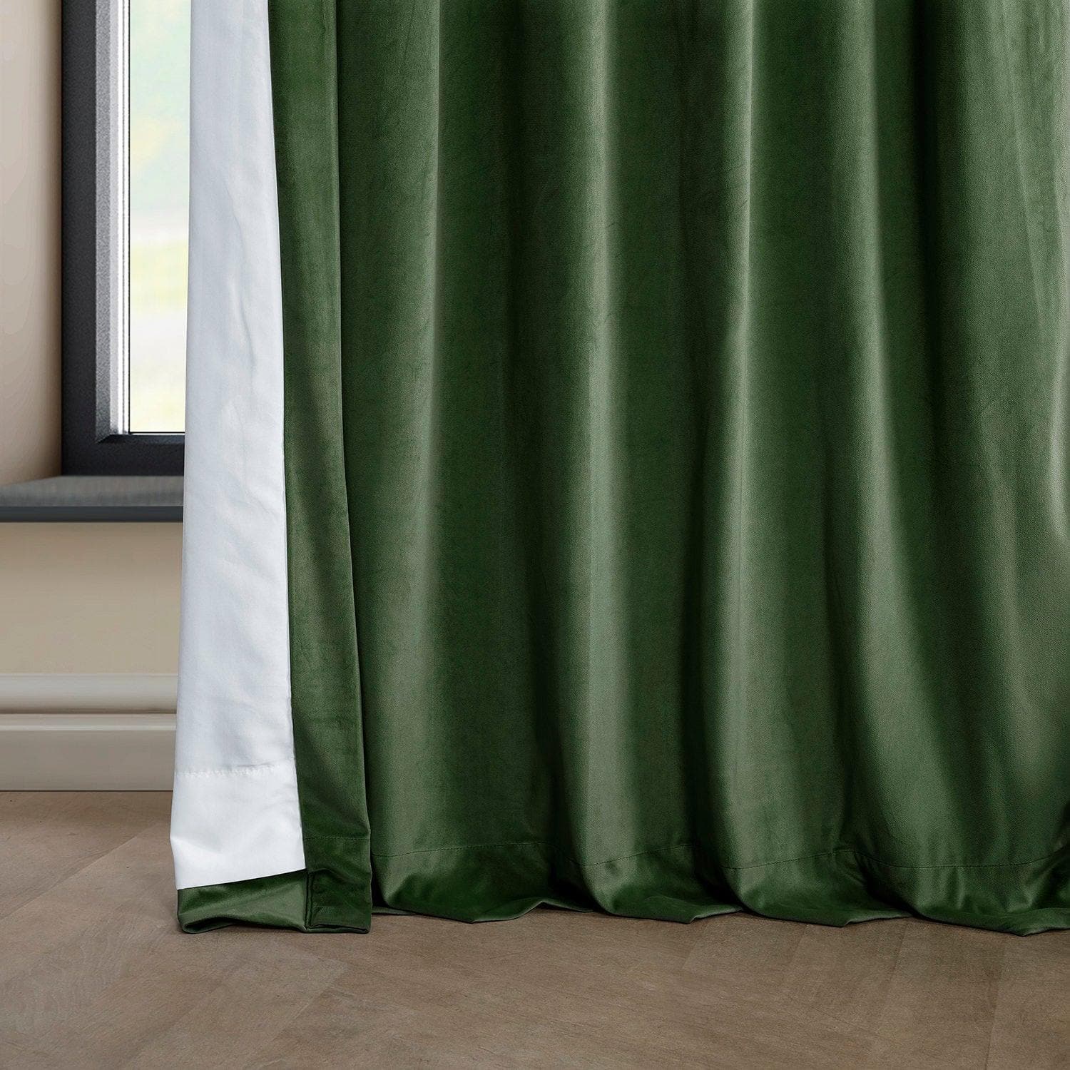 Eden Green Heritage Plush Velvet Curtain - HalfPriceDrapes.com