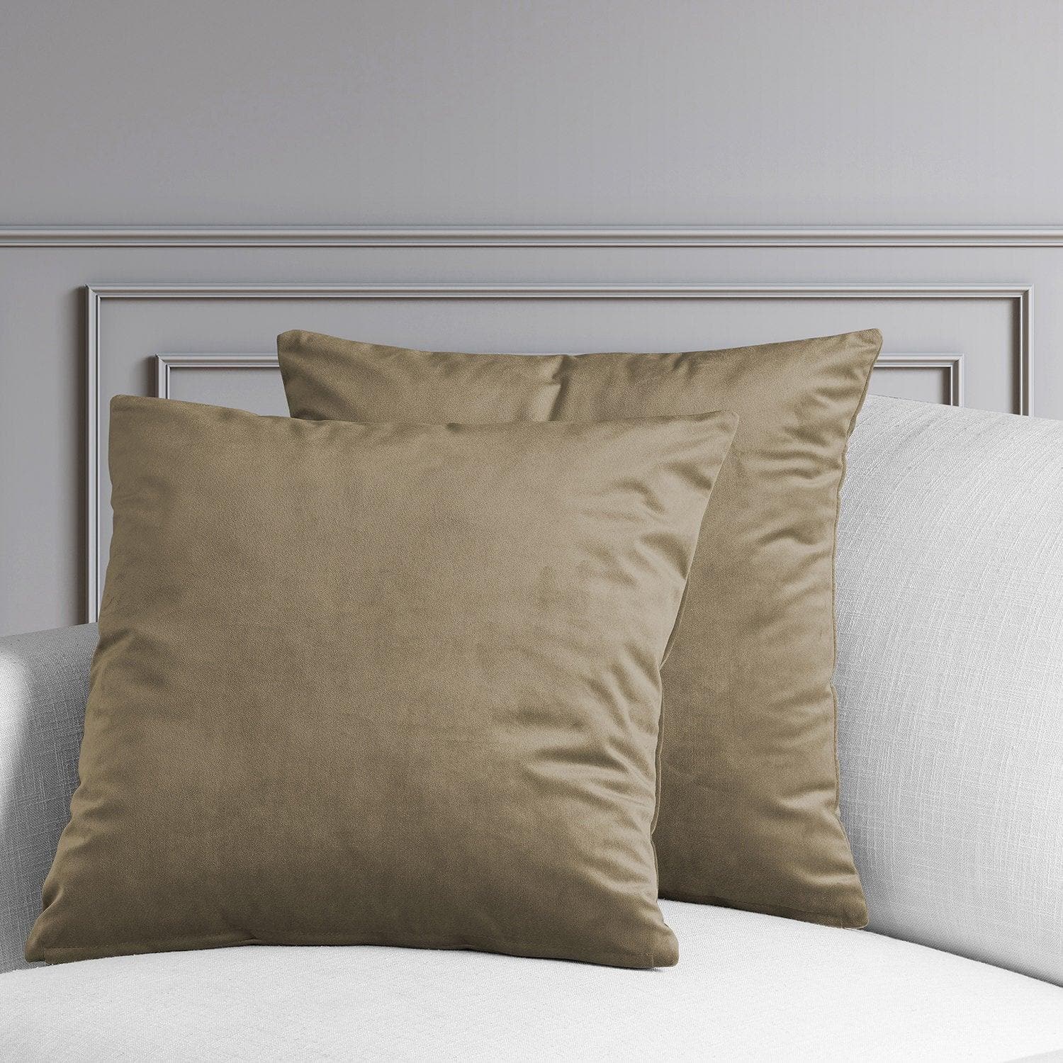 Museum Taupe Heritage Plush Velvet Cushion Covers - Pair - HalfPriceDrapes.com