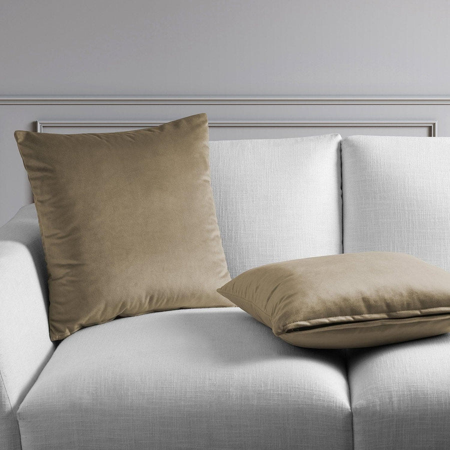 Museum Taupe Heritage Plush Velvet Cushion Covers - Pair - HalfPriceDrapes.com