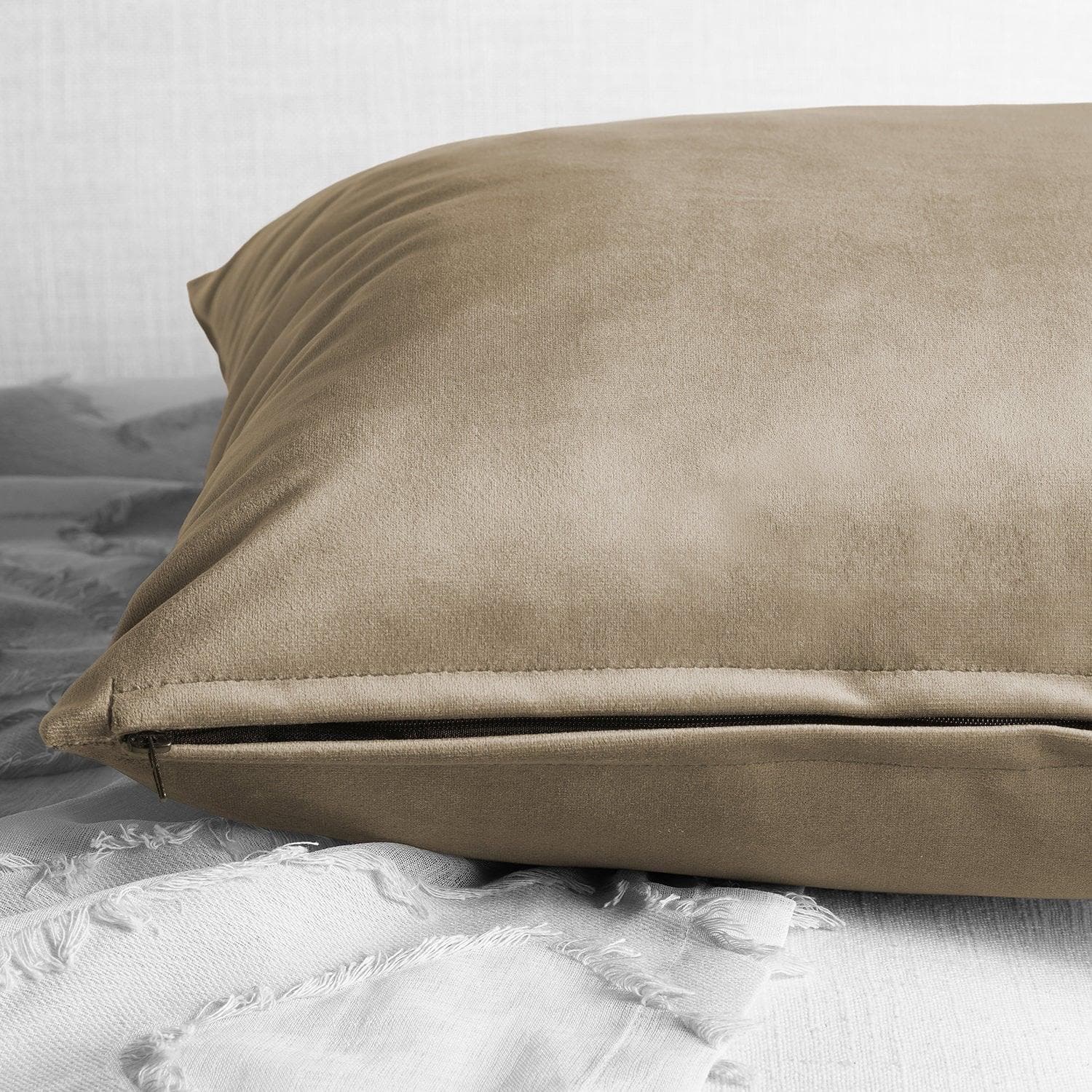 Museum Taupe Heritage Plush Velvet Cushion Covers - Pair - HalfPriceDrapes.com