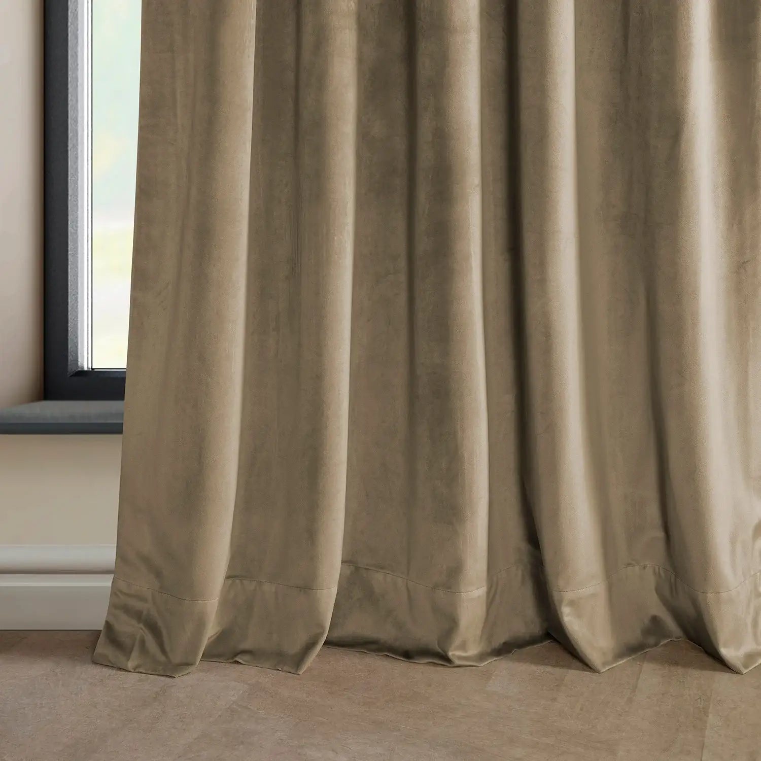 Museum Taupe Heritage Plush Velvet Custom Curtain