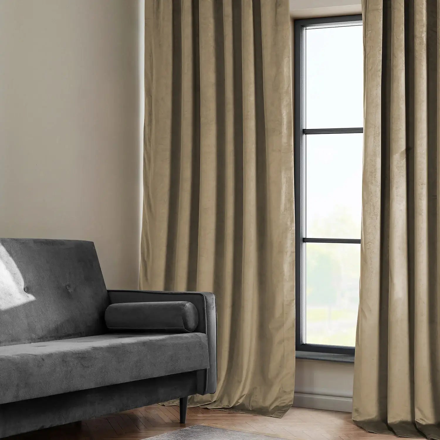 Museum Taupe Heritage Plush Velvet Custom Curtain