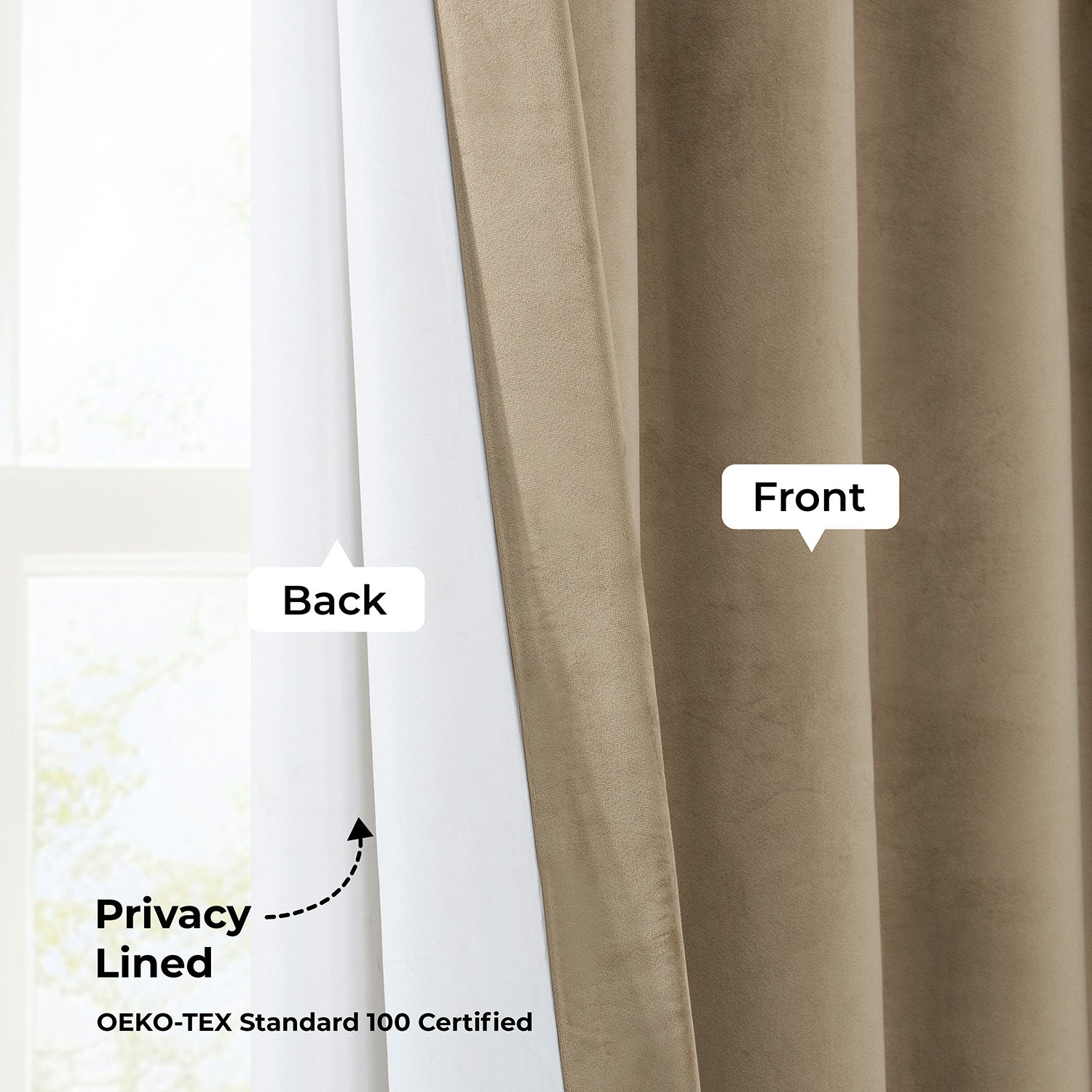 Museum Taupe Heritage Plush Velvet Room Darkening Curtain