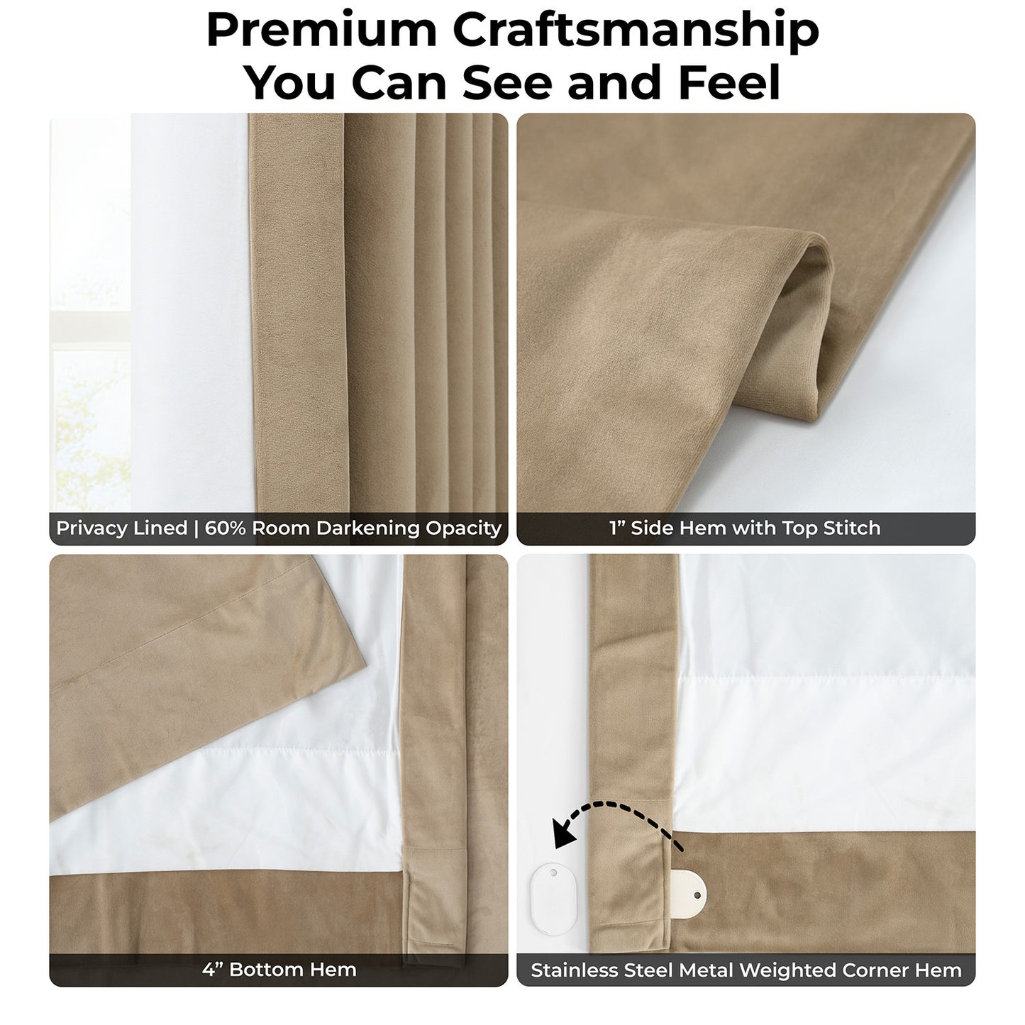 Museum Taupe Heritage Plush Velvet Room Darkening Curtain