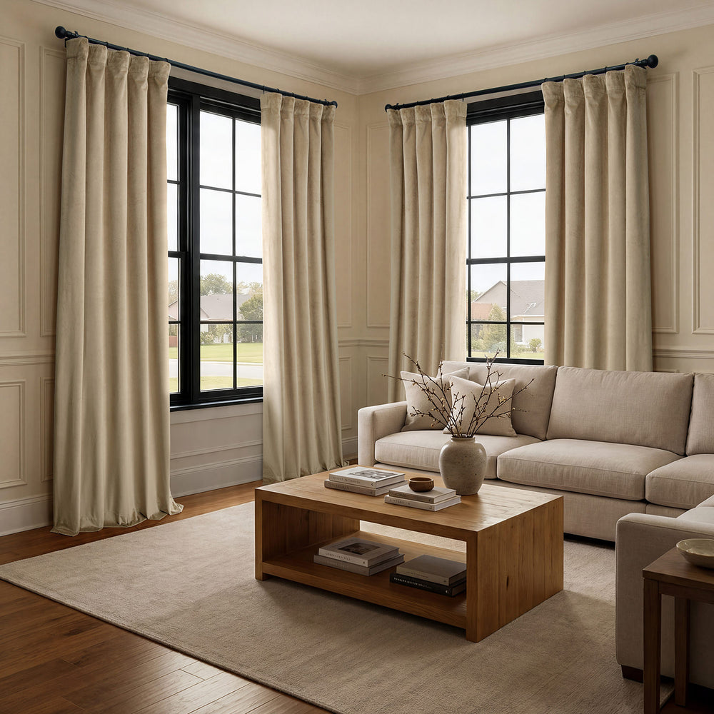 Museum Taupe Heritage Plush Velvet Room Darkening Curtain