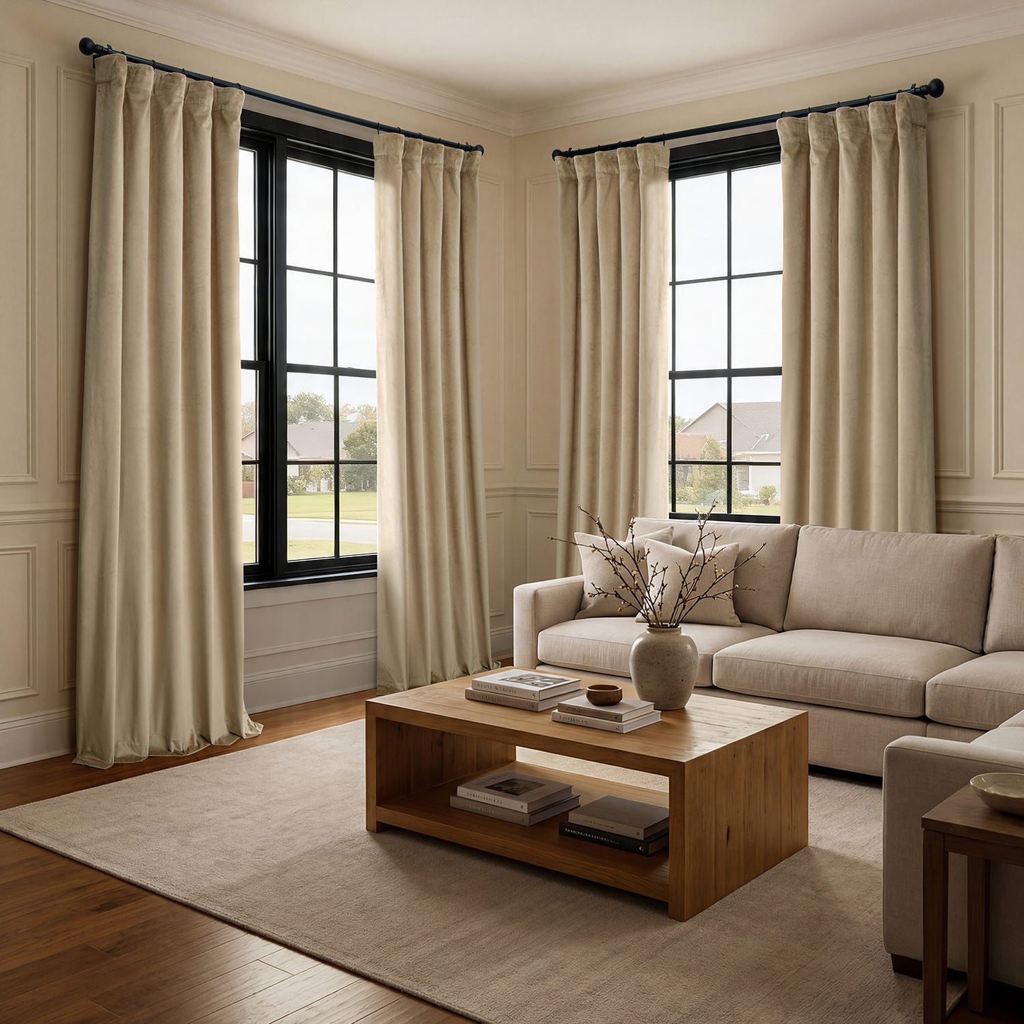 Museum Taupe Heritage Plush Velvet Room Darkening Curtain