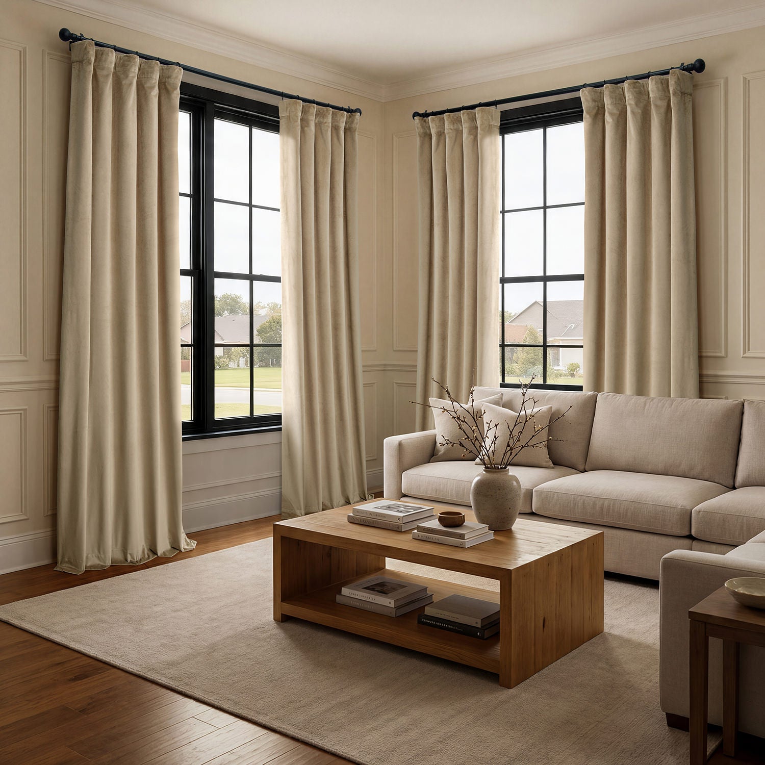 Museum Taupe Heritage Plush Velvet Room Darkening Curtain
