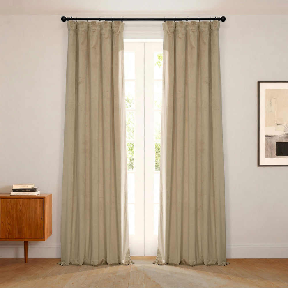 Museum Taupe Heritage Plush Velvet Room Darkening Curtain