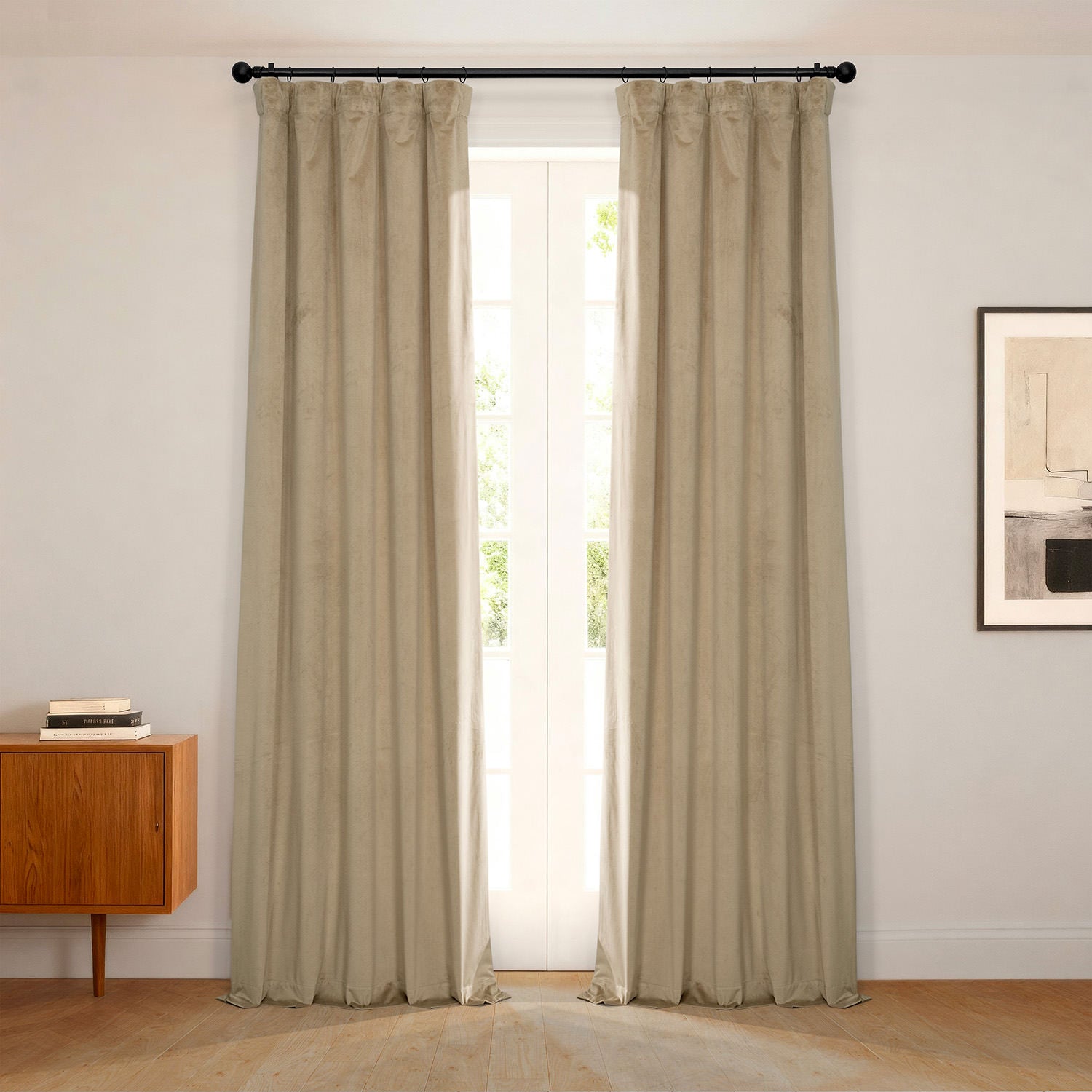 Museum Taupe Heritage Plush Velvet Room Darkening Curtain