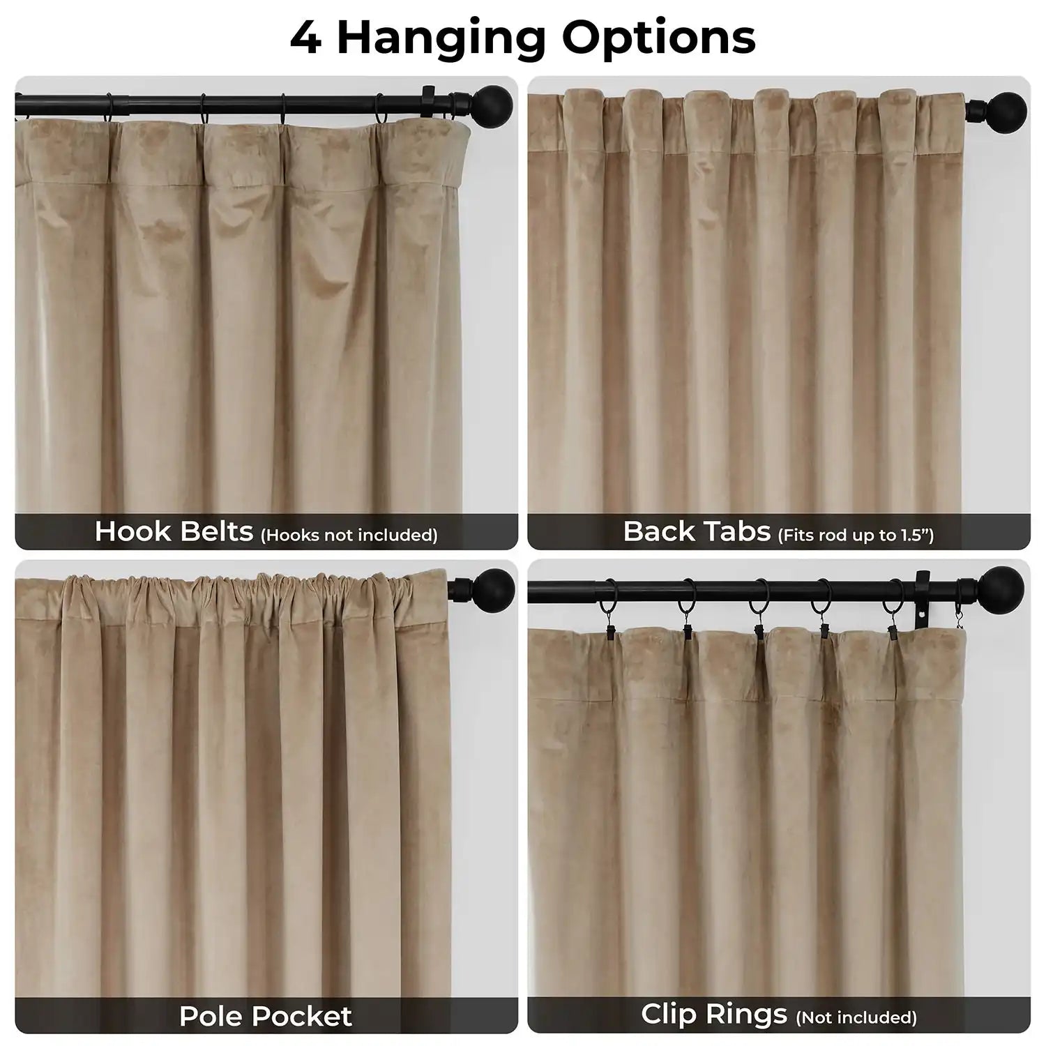 Museum Taupe Heritage Plush Velvet Room Darkening Curtain | Half