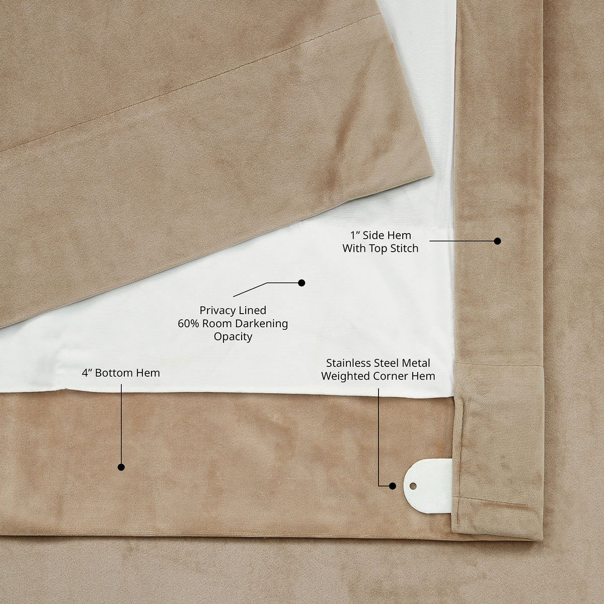 Museum Taupe Heritage Plush Velvet Room Darkening Curtain