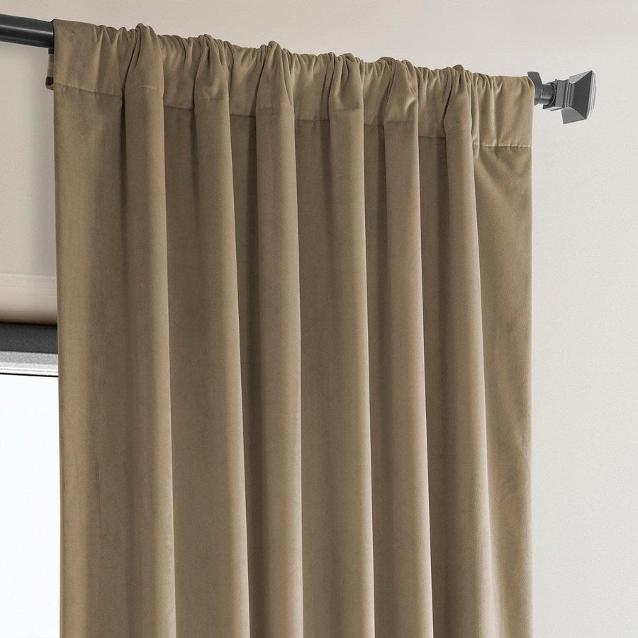 Museum Taupe Heritage Plush Velvet Curtain - HalfPriceDrapes.com