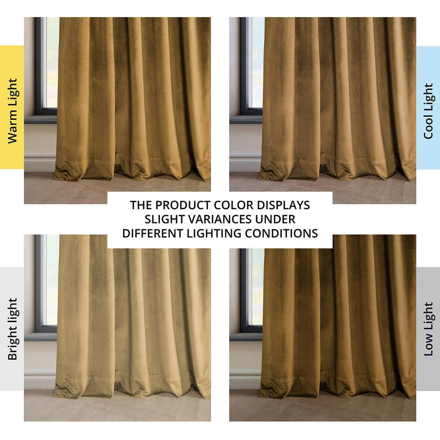 Retro Gold French Pleat Heritage Plush Velvet Curtain - HalfPriceDrapes.com