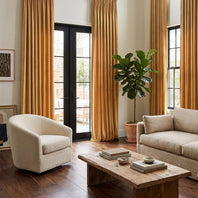 Retro Gold Heritage Plush Velvet Room Darkening Curtain