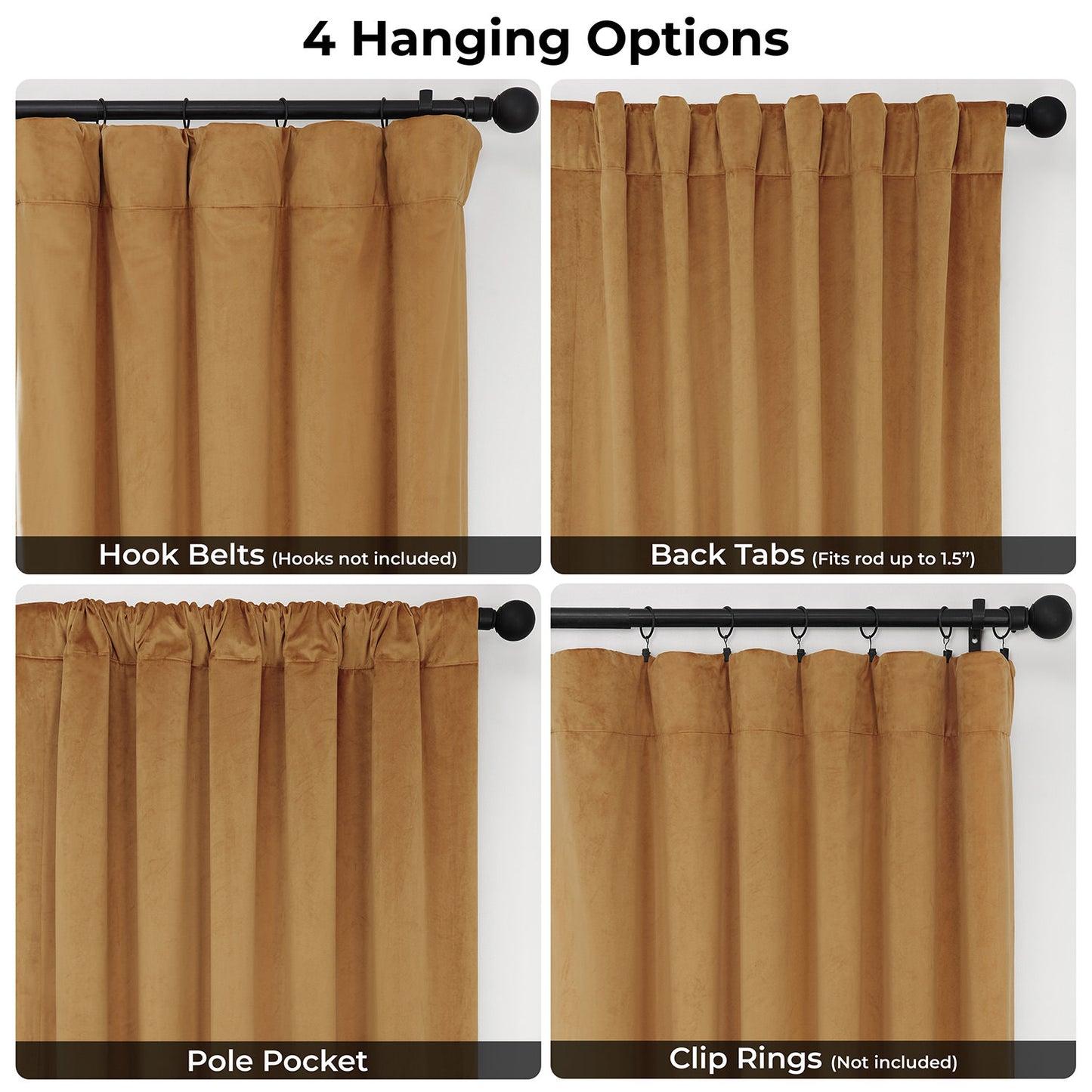 Retro Gold Heritage Plush Velvet Room Darkening Curtain