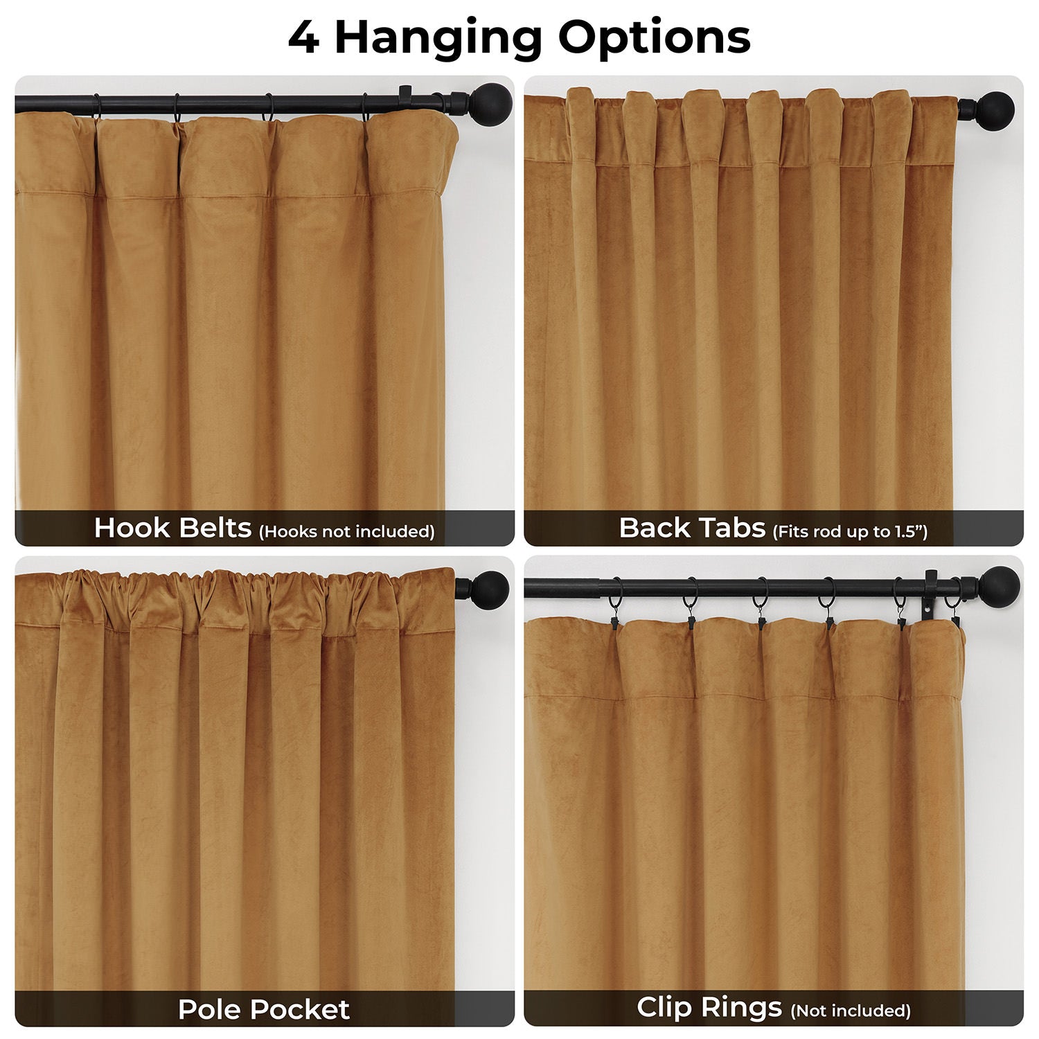 Retro Gold Heritage Plush Velvet Room Darkening Curtain