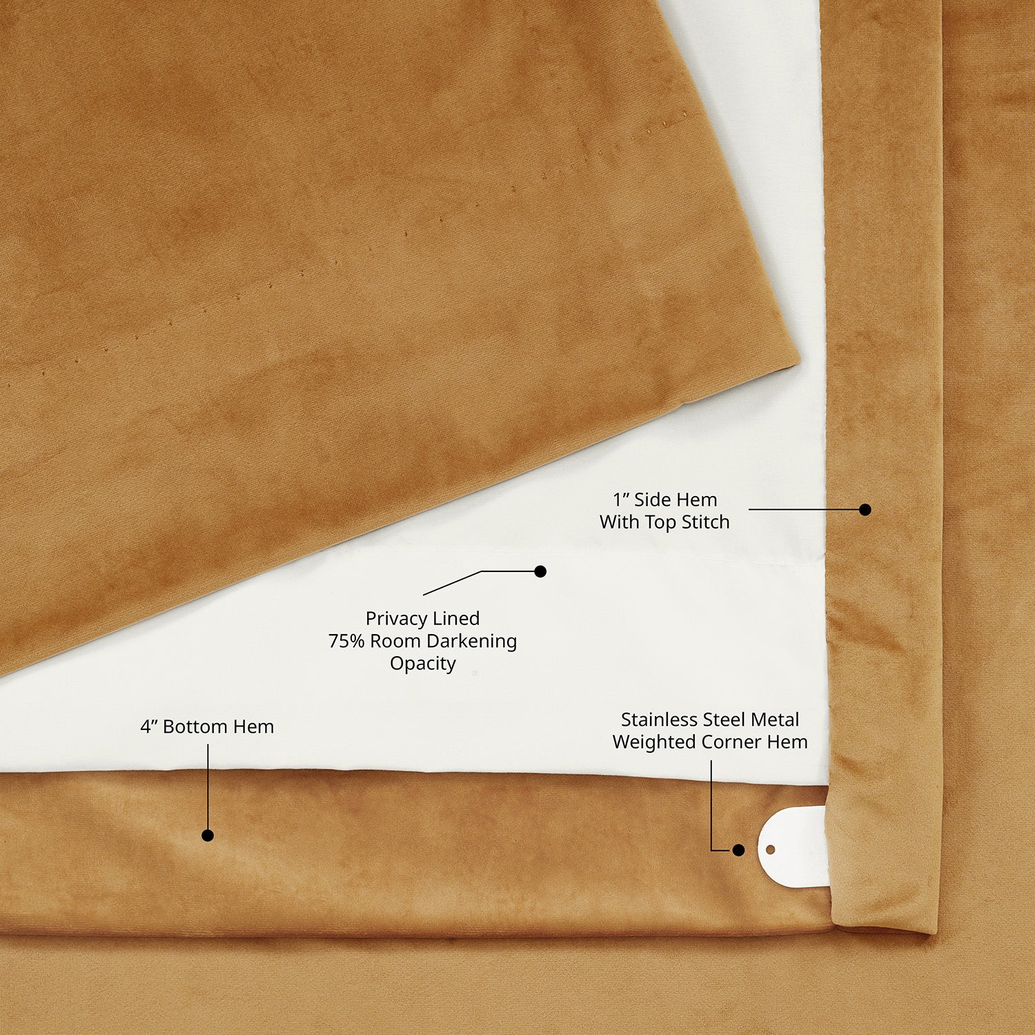 Retro Gold Heritage Plush Velvet Room Darkening Curtain