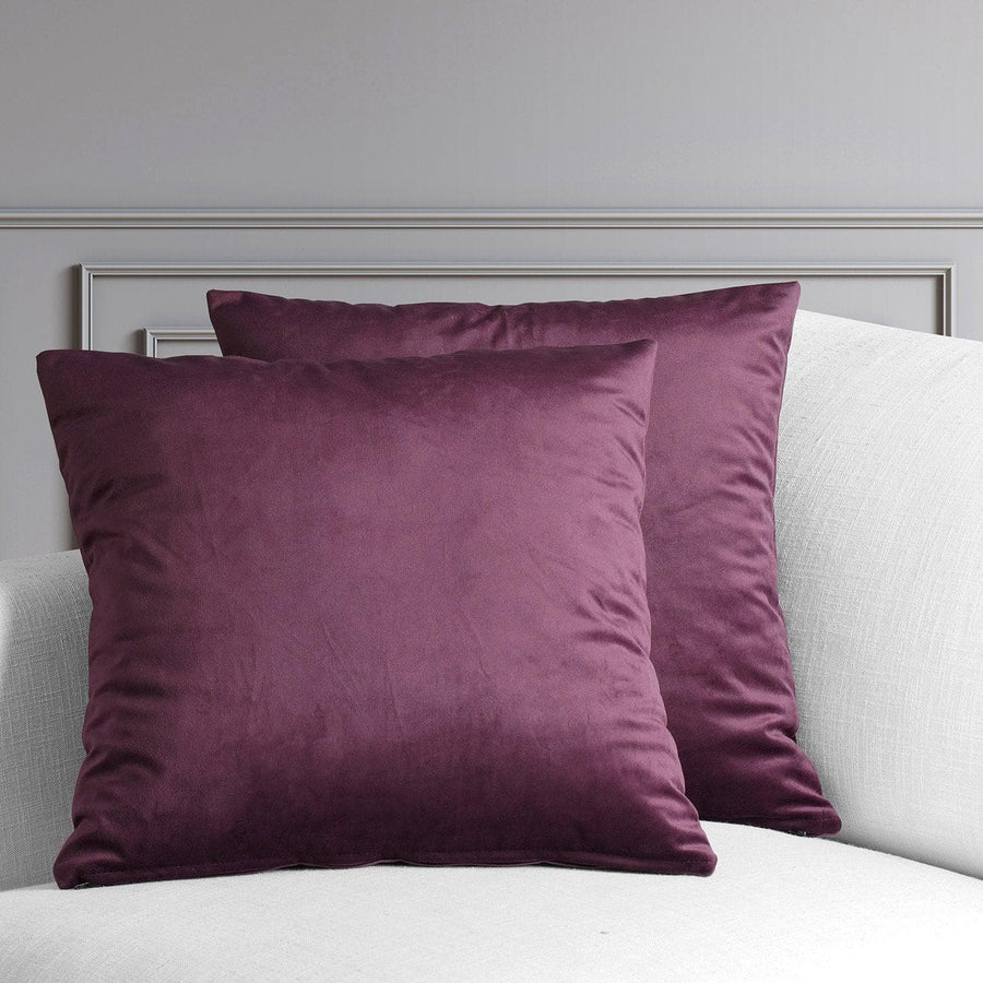 Winter Plum Heritage Plush Velvet Cushion Covers - Pair - HalfPriceDrapes.com