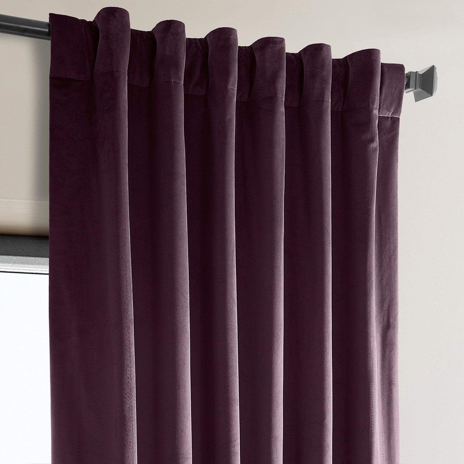 Winter Plum Heritage Plush Velvet Room Darkening Curtain | Half