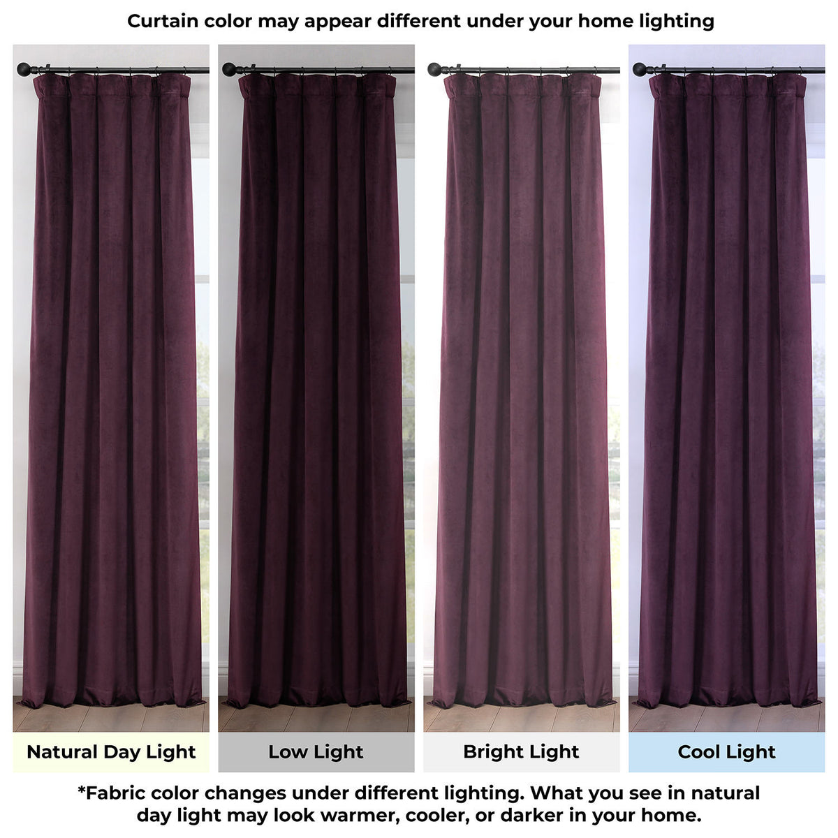 Winter Plum Heritage Plush Velvet Room Darkening Curtain