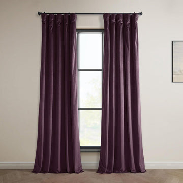 Winter Plum Heritage Plush Velvet Room Darkening Curtain