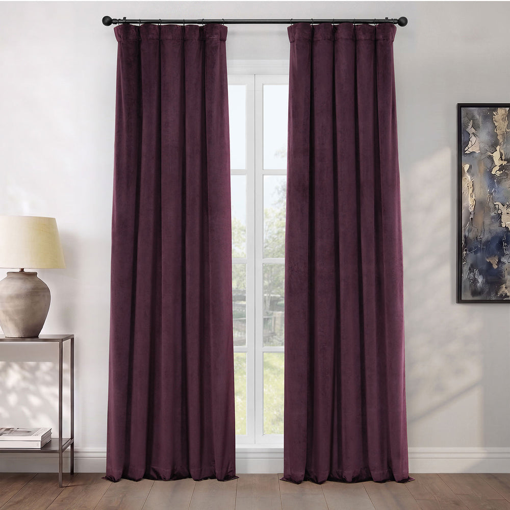 Winter Plum Heritage Plush Velvet Room Darkening Curtain