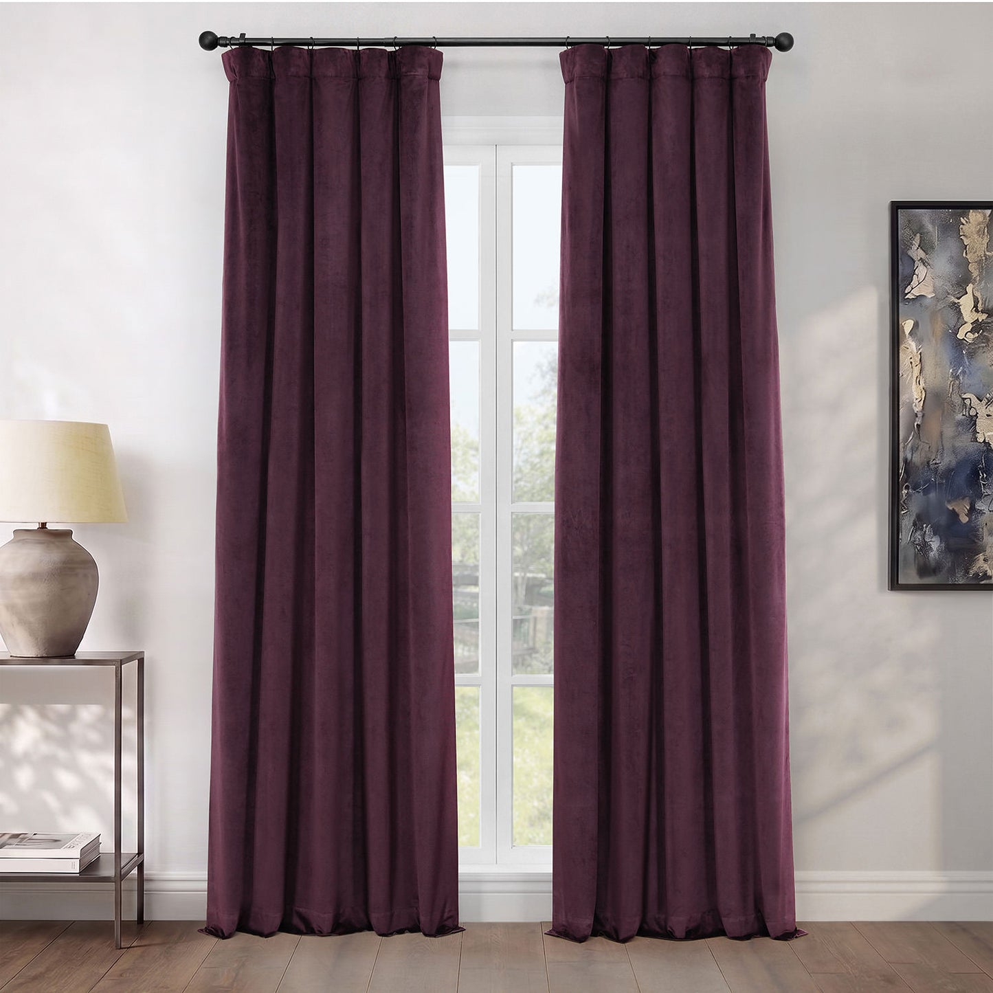 Winter Plum Heritage Plush Velvet Room Darkening Curtain