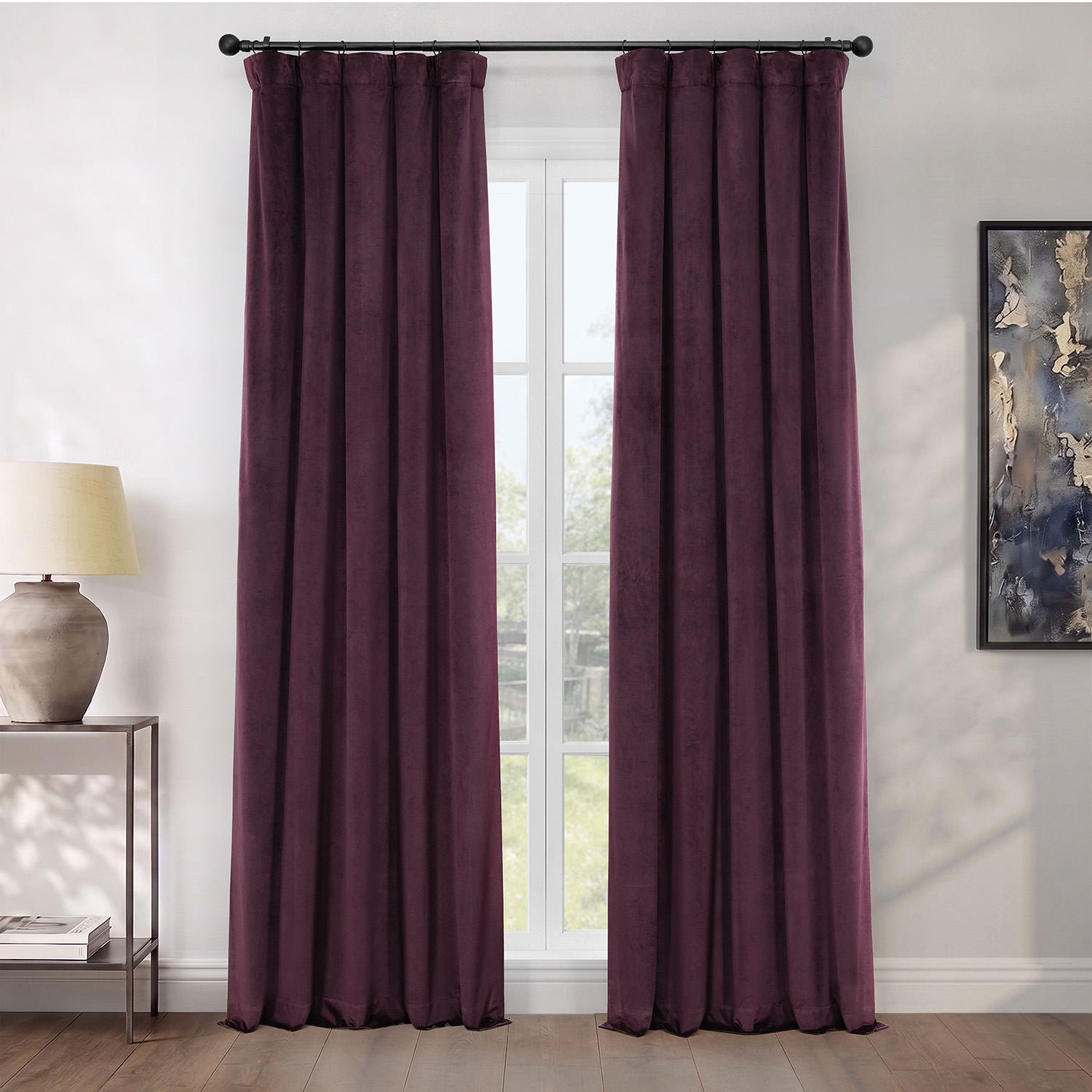 Winter Plum Heritage Plush Velvet Room Darkening Curtain