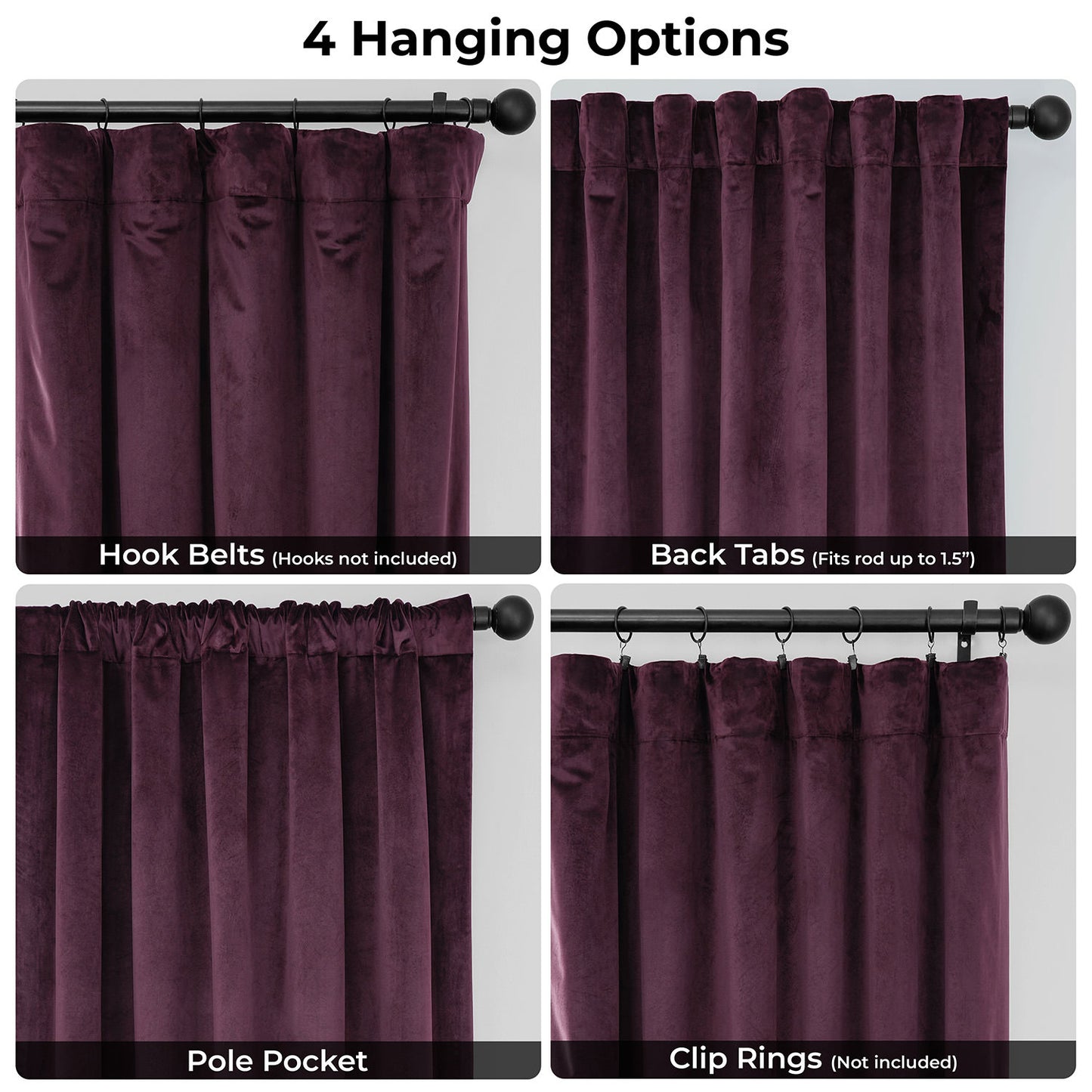 Winter Plum Heritage Plush Velvet Room Darkening Curtain