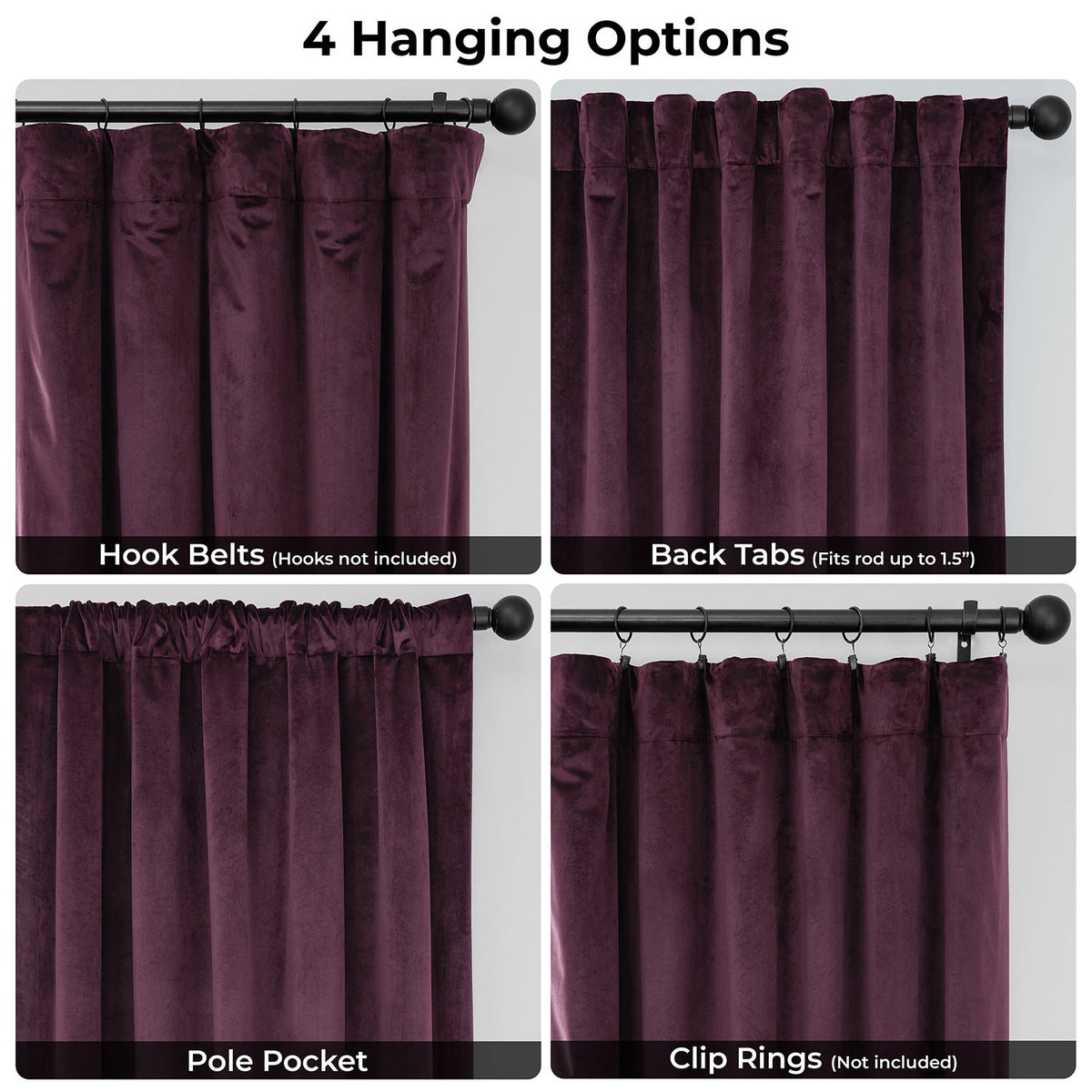Winter Plum Heritage Plush Velvet Room Darkening Curtain