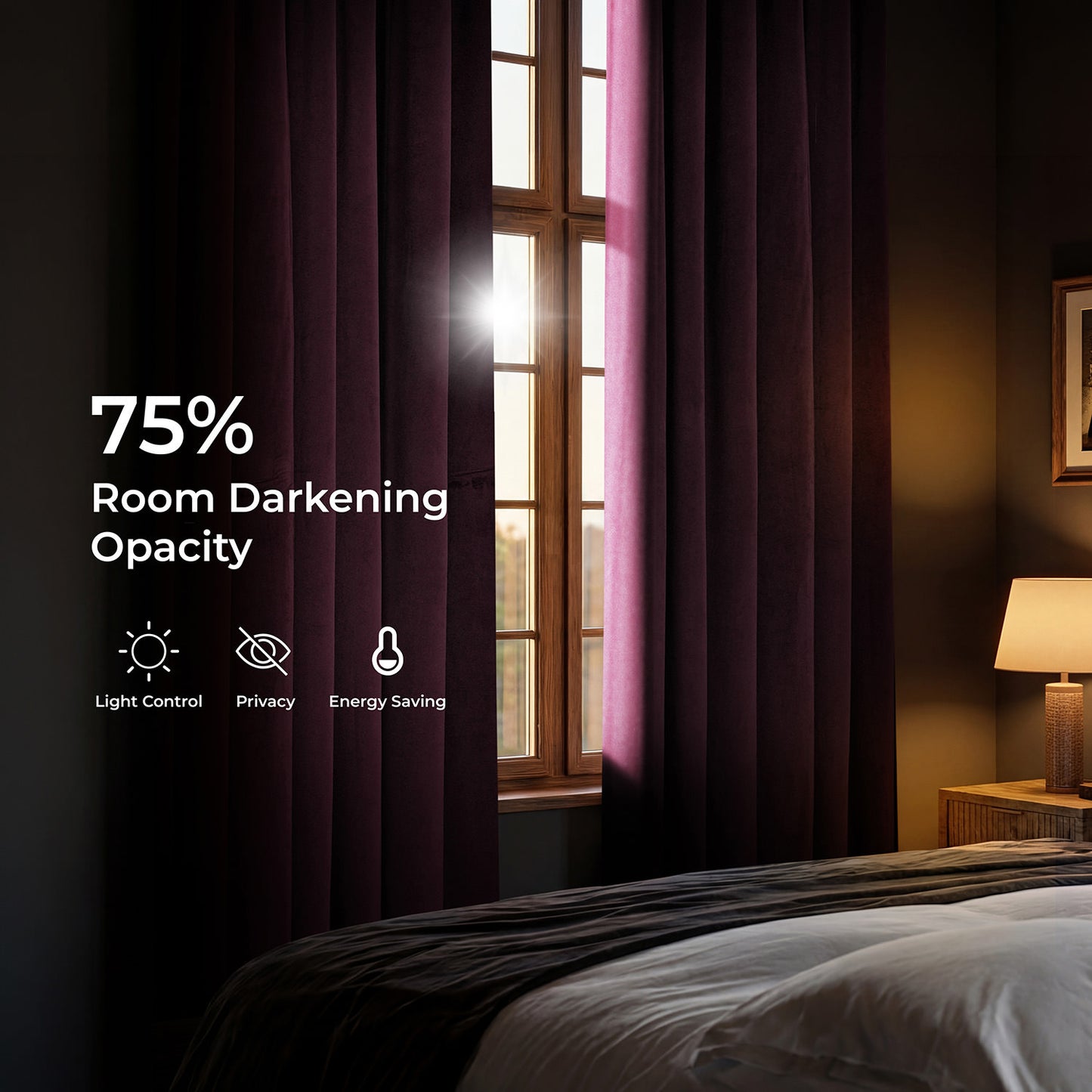 Winter Plum Heritage Plush Velvet Room Darkening Curtain